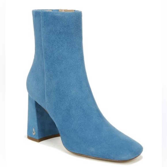 NEW Sam Edelman x Anthropologie Codie Blue Suede Ankle bootie women size 7 - Picture 1 of 8